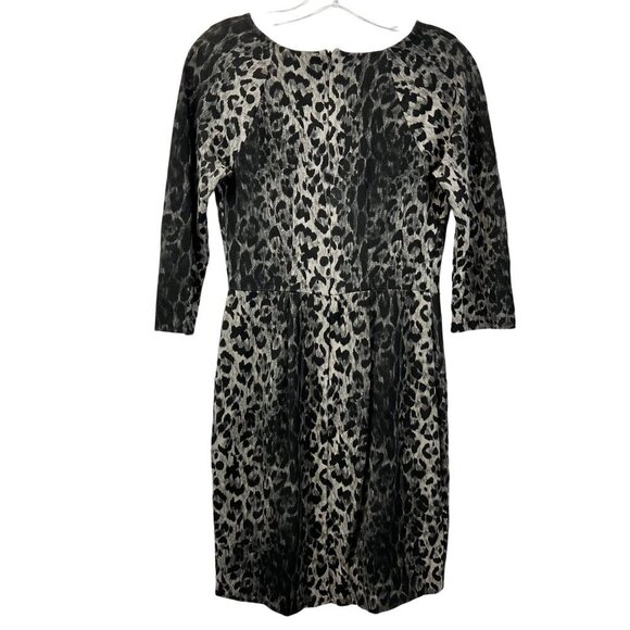 The Limited Womens 3/4 Sleeve Gray/Black Leopard Print Bodycon Dress Sz 10 Zip - Picture 7 of 9